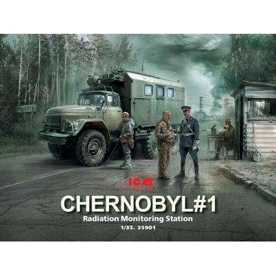 ICM Chernobyl 1. Radiation Monitoring Station ZiL-131 KShM & 5 figures 1:35