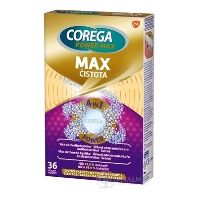 Corega Power Max Max Čistota čisticí tablety 36 ks