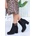 Erbil Shoes Дамски велурени боти с ток - Черни #407638 (407638_Черно)