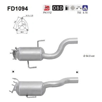 Filtr sazových částic, výfukový systém AS FD1094