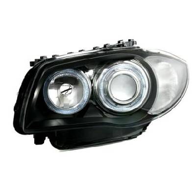 Кристални фарове за BMW E87 Angel Eyes (2004-2011) - черни