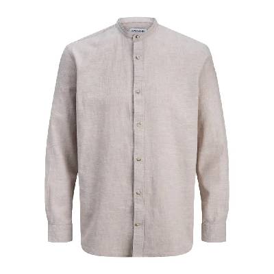 Риза с дълъг ръкав Jack & jones Esummer Linen Blend Band long sleeve shirt - Grey (String)