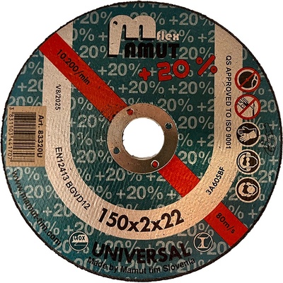 Mamut Profi Kotúč rezný 150 x 2,0 x 22,23 mm A46S5BF 83320
