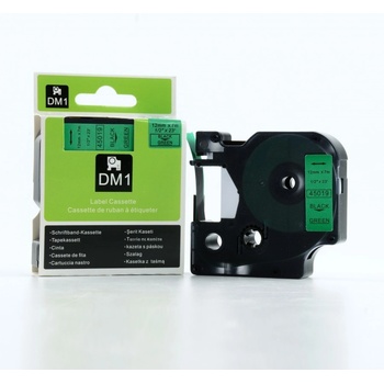 DYMO D1 45019, S0720590, 12mm x 7m черен печат / зелен фон, оригинална лента (D145019)