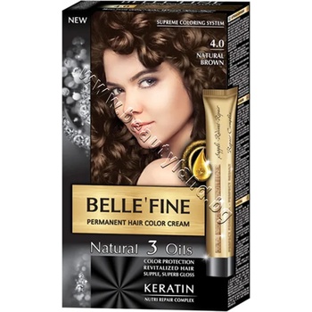 Belle'Fine Боя за коса Belle'Fine, 4.0 Natural Brown, p/n BF-16304.0 - Крем-боя за коса с провитамин B5, натурално-кафява (BF-16304.0)