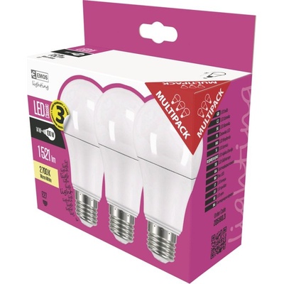 Emos LED žiarovka Classic A60 14W E27 teplá biela, 3 ks