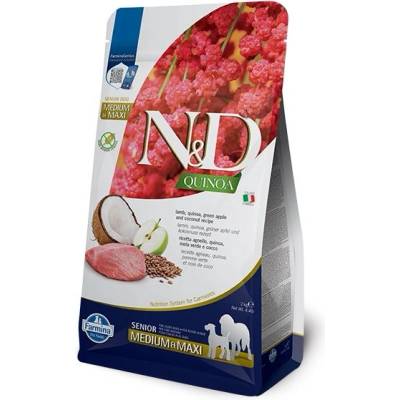 FARMINA N&D dog GF QUINOA Senior Medium & Maxi Агнешко, Зелена ябълка & Кокос 2 кг