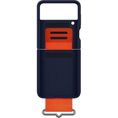 Samsung Silicone Cover With Strap EF-PF711TNEGWW - оригинален силиконов кейс с ластик против изпускане за Samsung Galaxy Flip 3 (тъмносин)