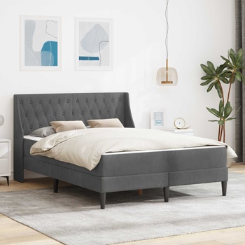 vidaXL Рамка за легло с матрак с матрак Тъмен сив 120 x 200 cm Кадифе (3414790)