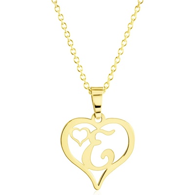 Gemmax Zlatý řetízek s písmenkem E - srdíčko GLSYN-56071-36261