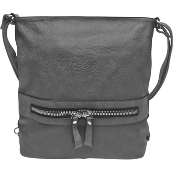 Velký středně šedý kabelko-batoh 2v1 z eko kůže Středně šedá