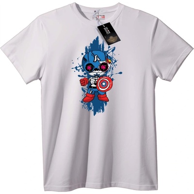 NOONEBRAND Тениска Череп на Капитан Америка - XS, White