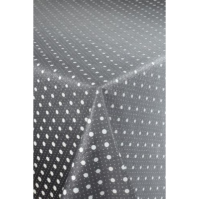 Obrus PVC 6743710, metráž, 20 m x 140 cm, bodky biele na čiernom podklade, IMPOL TRADE