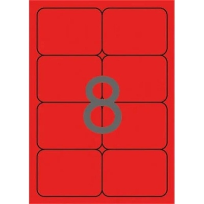 APLI Etikety, 99,1x67,7 mm, farebné, zaoblené rohy, APLI, neónové červené, 160 etikiet/bal