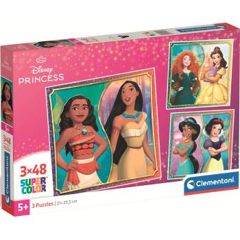 Clementoni Детски пъзел Clementoni от 3 x 48 части - Принцесите на Дисни (25064)