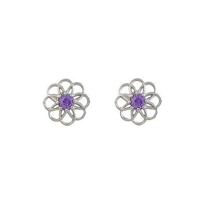 INFINITYSILVER Stříbrné náušnice RACHEL s fialovým zirkonem 438302FZs