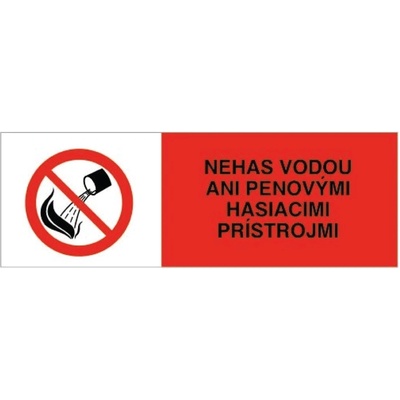 PHT a.s. Samolepka Nehas vodou ani penovým prístrojom