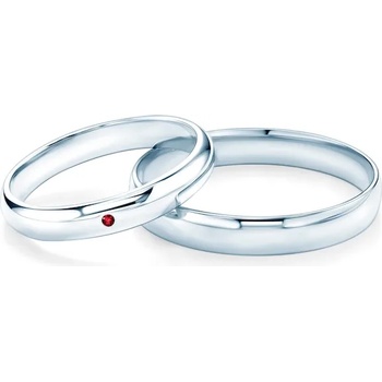 Image 1 of SAVICKI Сватбени халки Fairytale: бяло злато, рубин, полукръгъл профил. 3 мм и 4 мм