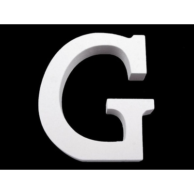 Dřevěná dekorace písmena abecedy - "G" bílá sněžná