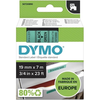 DYMO páska D1 19mm x 7m, černá na zelené, 45809, S0720890