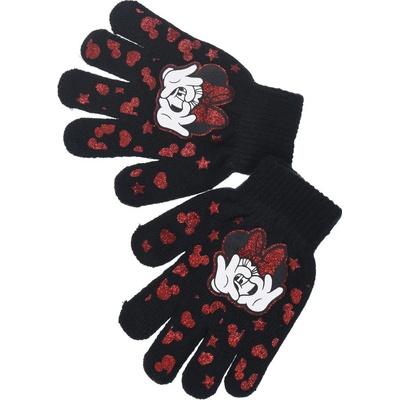 Dievčenské rukavice Disney Minnie Srdce čierne