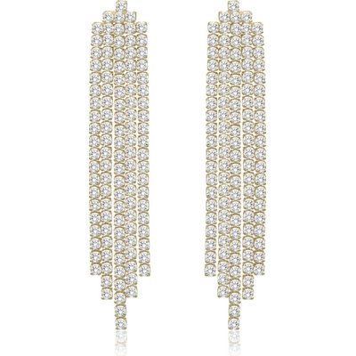 MINET JMAS0308GE00 - Luxusné pozlátené strieborné náušnice s bielymi zirkónmi