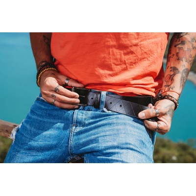 Alpenleder BELT RAUTE kožený černý opasek černá ebony