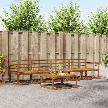 vidaXL Комплект дивани за открито 5 pcs Естествен (3367147)