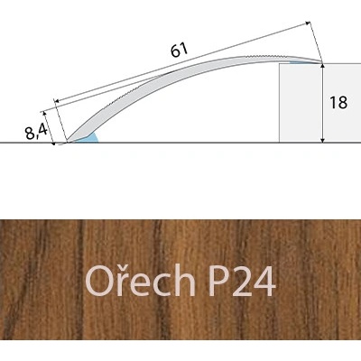 Profil Team Přechodový profil buk E08 61mm 1 m