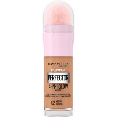 Maybelline Instant Age Rewind Perfector 4-In-1 Glow rozjasňující tekutý make-up s houbičkou 02 Medium 20 ml