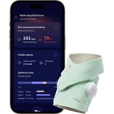 Owlet Dream Sock inteligentná ponožka svetlo zelená