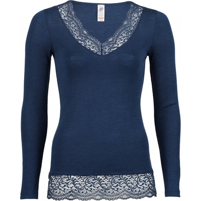 Engel Дамско копринено термобельо Engel Women's Shirt L/S with Lace Silk base layer - Marine - размер 46/48 (EU) (114-1894-0114)