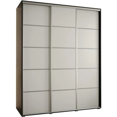 DobreSny posuvná DAVOS 4 200 x 235 x 45 cm Černá / bílá / stříbrné pojezdy