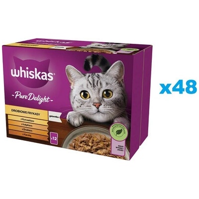 Whiskas Adult s kuřecím, krůtím, drůbežím, kachním masem jelly 48 x 85 g