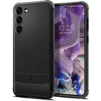 Spigen Rugged Armor Case - тънък качествен силиконов (TPU) калъф за Samsung Galaxy S23 (черен)