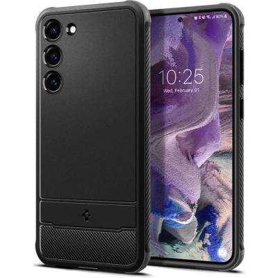 Spigen Rugged Armor Case - тънък качествен силиконов (TPU) калъф за Samsung Galaxy S23 (черен)