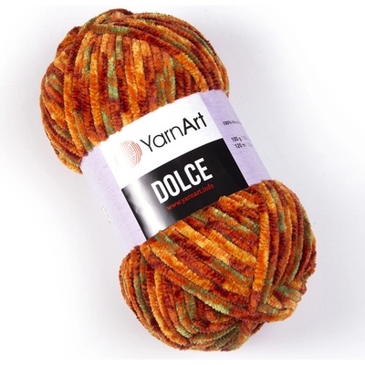 Yarn Art příze Dolce 810 rezavá, oranžová, zelená