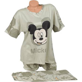 Image 1 of Дамска лятна пижама в бледозелено с Мики Маус - 3 части