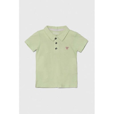 GUESS Детска памучна тениска с яка Guess в зелено с изчистен дизайн (N2GP03.KAPY0.PPYH)