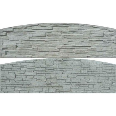 Betonová deska plotová rádius-oblouk, oboustranná – 200 x 50 cm, štípaný a skládaný kámen - šedý