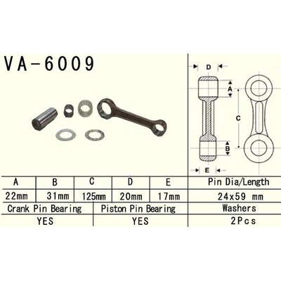 VESRAH ojniční sada YAMAHA YZ 250 (YZ250) 99-20 (VA6009) vyrobeno v Japonsku | Zboží Auto