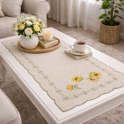 Evenit Jemný behúň šerpa vyšívaný so slnečnicou 2951 Polyester 40x90 cm