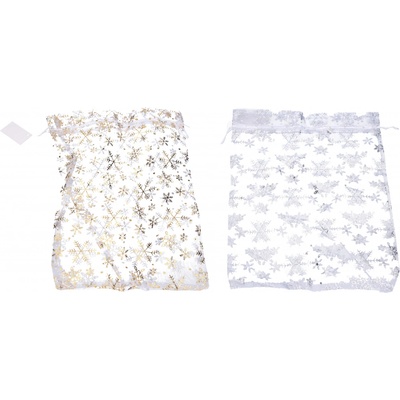 Sáček ORGANZA Vločky 17x23 cm Vánoce