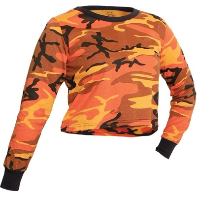 Triko dámské krátké Crop orange camo