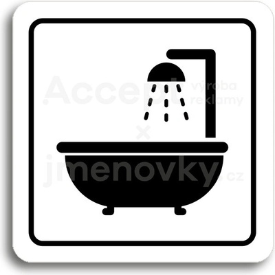 ACCEPT Piktogram koupelna - bílá tabulka - černý tisk
