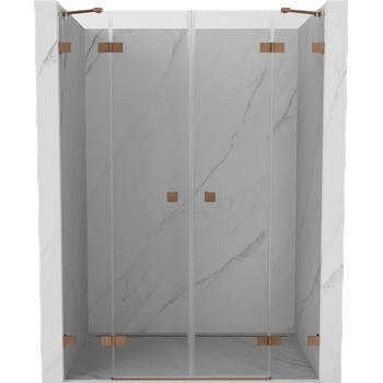 Mexen Lunar Дуо отваряеми душ врати 170 см, прозрачни, четкан мед - 834D-170-000-65-00 (834D-170-000-65-00)