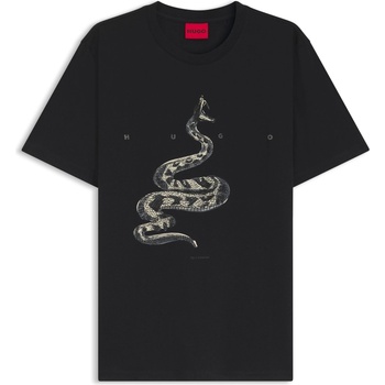 Hugo Тениска Hugo HUGO Cotton-jersey T-shirt with spaced-out logo - Black 001