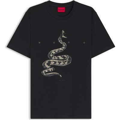 Hugo Тениска Hugo HUGO Cotton-jersey T-shirt with spaced-out logo - Black 001
