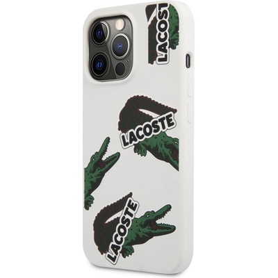 Lacoste Liquid Silicone Allover Pattern iPhone 13 Pro Max biele