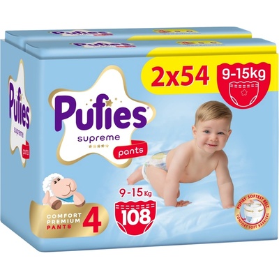 pufies Пелени гащи Pufies Supreme - Размер 4 Maxi, 108 броя, 9-15 kg, 2 х Jumbo Pack (54000281)